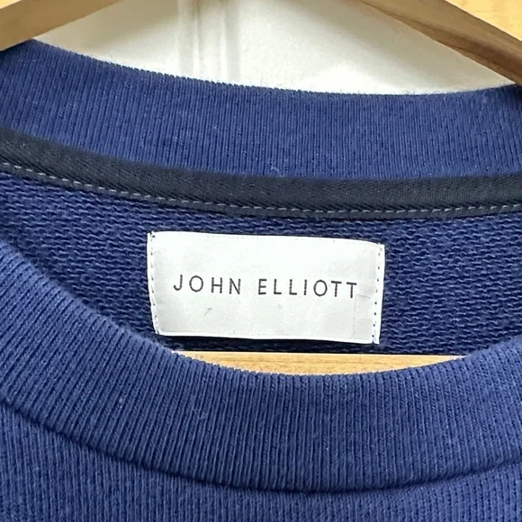 John Elliott Dark Navy Blue Crewneck Sweater Number 2 Men’s Size Medium - Picture 2 of 12